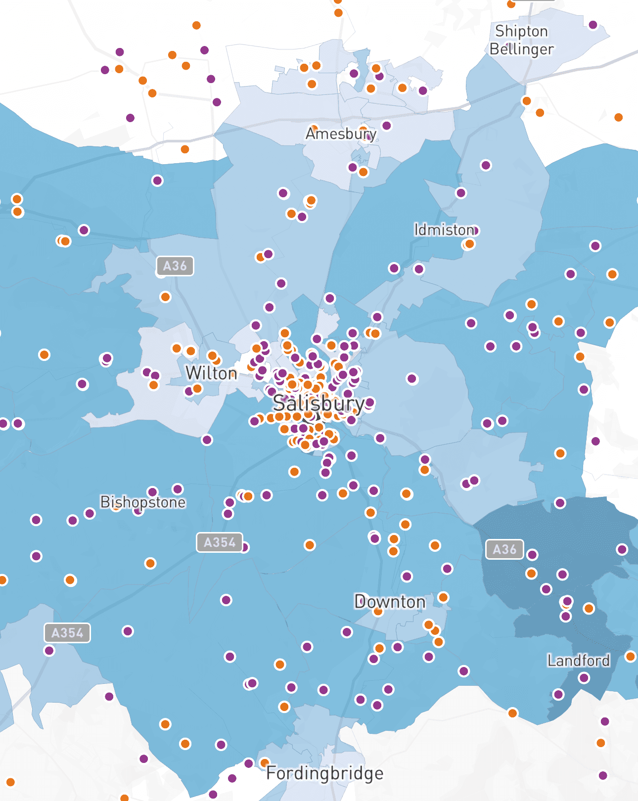 The demo school's map on the Recruitment index.