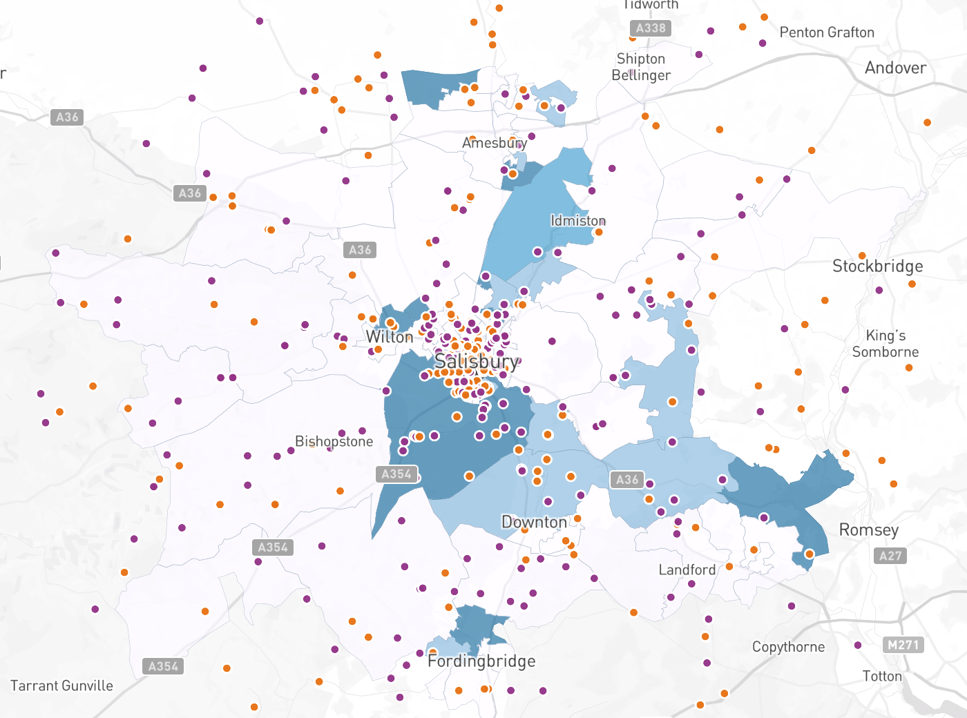 The Pipeline index shaded over the demo school's catchment.
